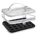 Beloving Nail Polish Organizer, Clear Double Tier Nail Storage Organizer Case Holds 30 Bottles, Portable PVC Nail Tech Bag with Dividers, Nail Polish Supplies Travel Case for Display