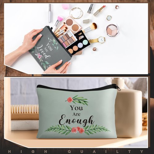SilTriangle 20 Pcs Women's Day Christian Gifts for Church Women Bulk 10 Inspirational Cosmetic Bag Keychain Favors(Morandi)