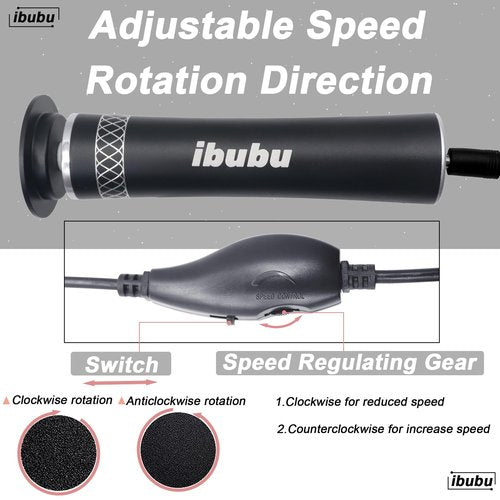ibubu Upgrade Electric Feet Callus Remover Professional Powerful Foot File Pedicure Grinder Sanders 24V Power 1200RPM Speed Adjustable for Dead Dry Crack Skin Calluses (Black)