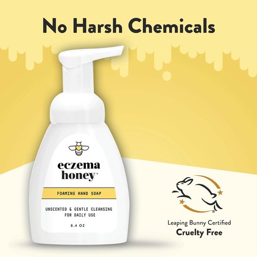 ECZEMA HONEY Gentle Foaming Hand Soap - Non-Toxic, Unscented Cleanser for Dry Hands - Organic Honey Handwash (8.4 Oz)
