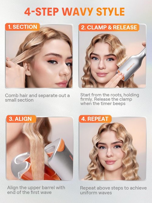 **SHEGLAM Hair Waver | 2 Barrel Crimper with Smart Timer & Adjustable Temps - 1 Inch, Dual Voltage**