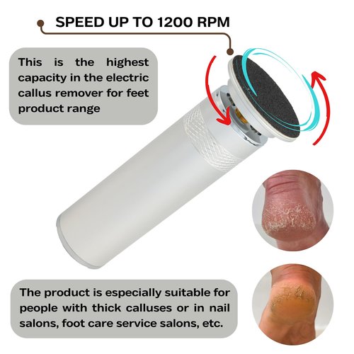 MSDL High Power Electric Foot Callus Remover, 2025 Upgrade with 100-inch Extra-Long Cord and 60 Replaceable Sandpaper Discs, Electric Foot File for Cracked Heels and Dead Skin, Silver