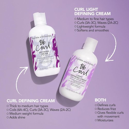 Bumble and bumble. Curl Defining Styling Cream - Moisture & Definition for Fine to Medium Curly Hair | Anti-Frizz, Hold & Shine with Jojoba, Avocado & Coconut Oils