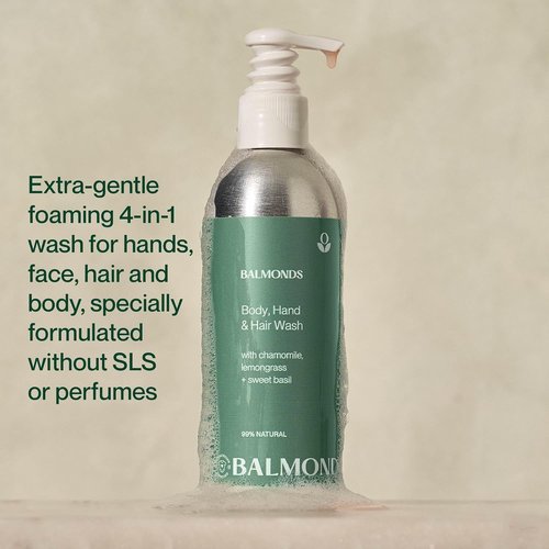 Balmonds Body Wash - 100% Natural Shampoo & Body Cleanser for Dry, Sensitive Skin | Vegan & Cruelty-Free (7.1 oz)