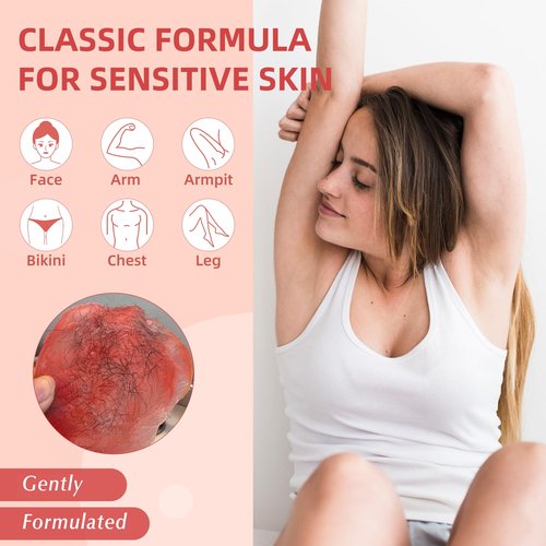 Natreza Hard Wax Beads for Hair Removal, 1lb, Waxing Beads for Facial, Bikini, Brazilian, Armpit, Arms, Legs, Sensitive Skin, Coarse Hair Formula, Wax Beans Refill for Wax Warmers, Red