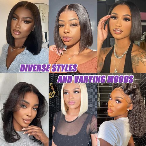 FATIAO Bob Wig Human Hair 13x6 Lace Front WigsHuman Hair Short Bob Wig Human Hair For Black Women180% Density10 Inch