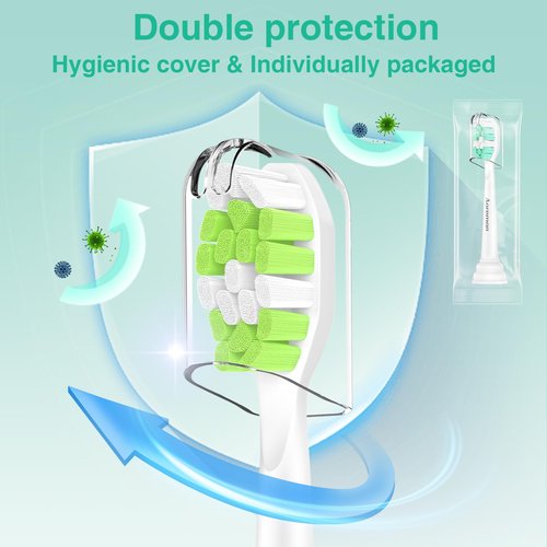 Aoremon Replacement Heads for Philips Sonicare C2 W Electric Toothbrush Heads fit for Phillips Sonicare Diamondclean Protectiveclean 4100 5100 6100 Brush Head for W2 W3, 8 Count White