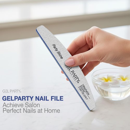 GELPARTY Professional Nail Files 100/100 Grit Half Moon - 25 Pack Bulk Washable Emery Boards - Medium Coarse Grit for Shaping Acrylics, Polygel & Hard Gel Extensions (Salon Value Set)