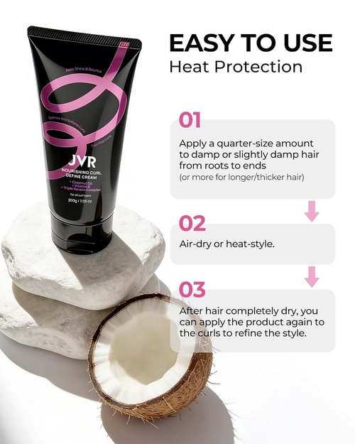 JVR Curl Defining Cream - 2-in-1 Curl Styling & Moisturizing Cream for Curly Hair | 7.05oz