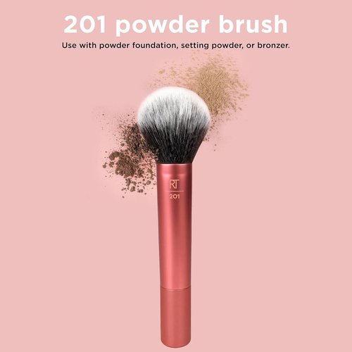Real Techniques Ultra Plush Powder Brush - Large Fluffy Brush for Sheer Buildable Coverage | Vegan & Cruelty-Free