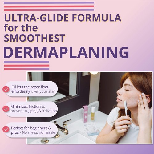 Jasclair Dermaplaning Oil for Women (1.7 Fl Oz) | Pre & Post Shave Oil for Smooth Glide & Skin Protection | Use with Dermaplane Razor for Peach Fuzz | Unscented & Natural