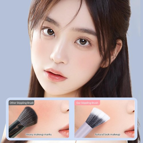 MSQ Make Up Brushes 6PCS Makeup Brush Set Premium Synthetic Powder Brush Blending Brush Eyeshadow Brushes Concealer Brush Stippling Brush with Case (Purple)