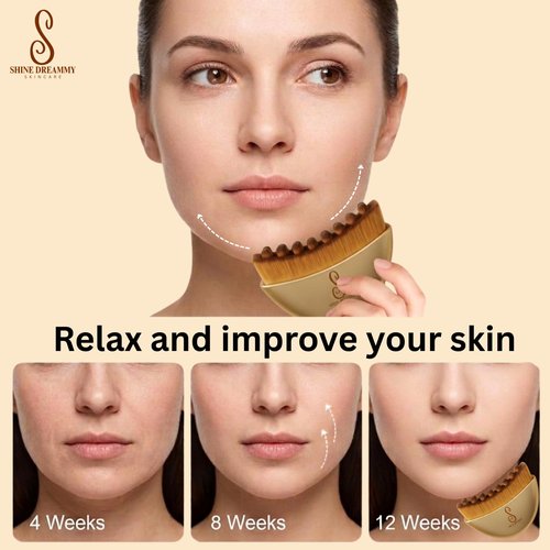 Lymphatic Contour Face Brush, Lymphatic Drainage- Facial Sculpting Dry Guasha Brush - Face Lymphatic Drainage Brush - Face Contour Depuff Lift