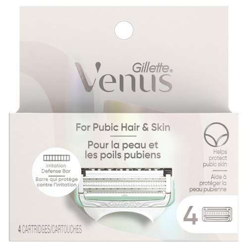 Gillette Venus Intimate Grooming Womens Razor Blade Refills with Bikini Trimmer, 4 Count