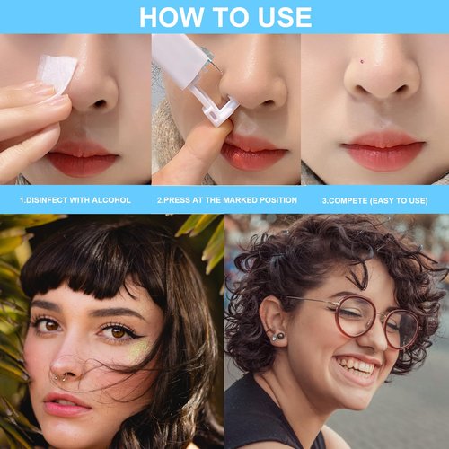 Juder Nose Piercing Gun Kit - 72Pcs Disposable Kit Including Self Noe Piercing Gun, Built-in Nose Studs & Clean Tools for Cartilage, Tragus & Helix Piercing