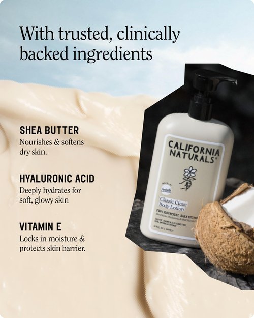 California Naturals Classic Clean Body Lotion, Lightweight Daily Body Lotion for Soft Hydrated Skin, Naturally Scented, Vegan, Cruelty, Paraben & Phthalate Free, 16.5 oz