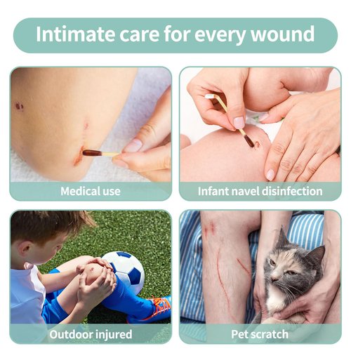 Sterile Iodine Swabs for First Aid | Single-Use Antiseptic Cotton Sticks | Wound Disinfection, Portable & Convenient for Travel, Home, Kids & Outdoor Emergencies