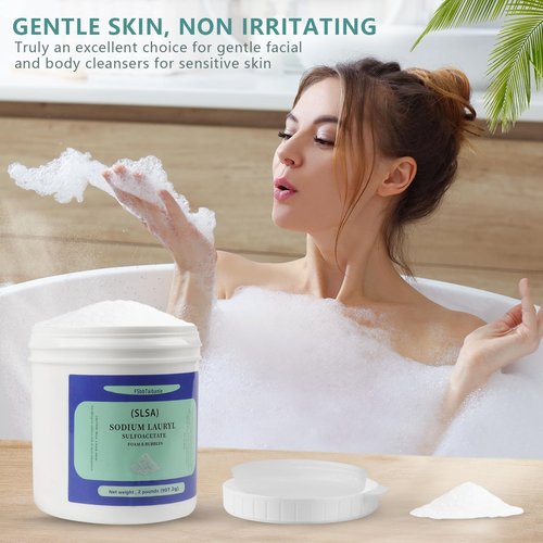 2 Pound of SLSA Powder for Bath Bomb Making, Premium Sodium Lauryl Sulfoacetate Powder, Sodium Lactate for soap Making, Gentle on The Skin. Suitable for Bath TrufflesCrafting Bath Bombs and More