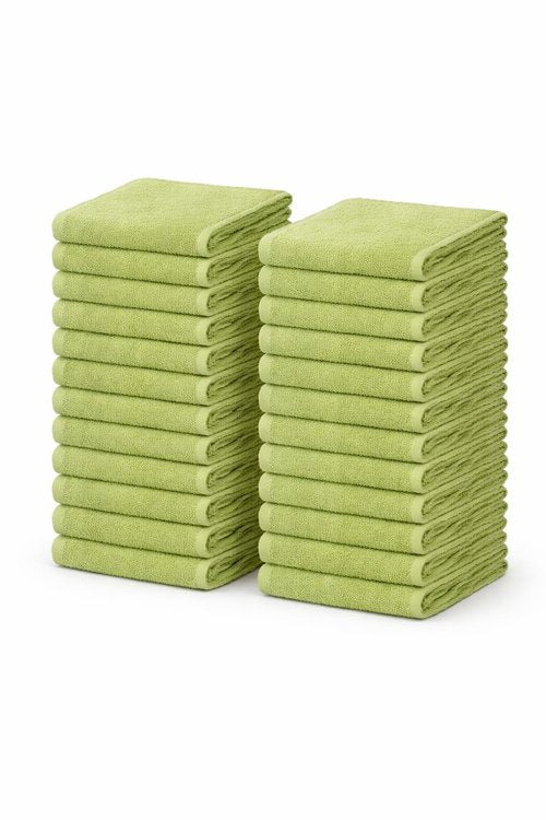 CottonsClout 100% Ring Spun Cotton Washcloths 12Lx12W – Pack of 24 | Lightweight, Fast‑Dry, Everyday Utility Cloths for Kitchen & Home (Green)