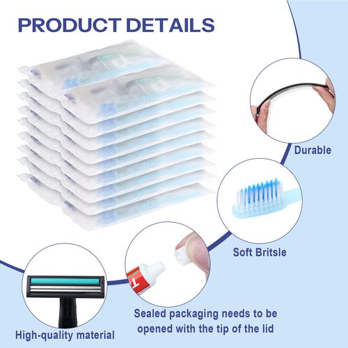 Gisdo Pack of 50 Travel Size Toiletries Kit Individually Packed,Personal Hygiene Kit for Men Homeless Care Package Supplies Bulk