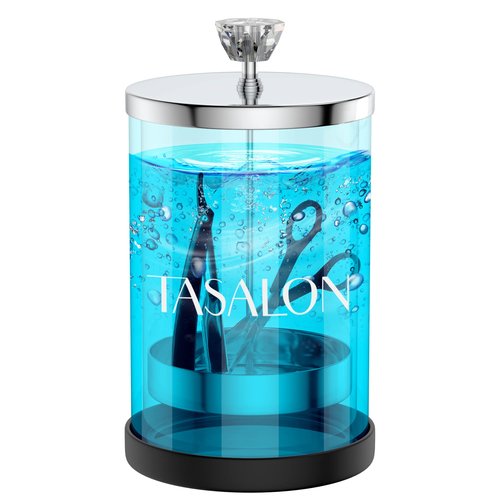 TASALON Barber Jar Pack of 1 - 25 oz Stainless Cap and Glass Jar with Removable Basket, Salon or Nail Spa