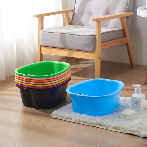 AMOBON Foot Soaking Bath Basin: Plastic Foot Spa Basin for Soaking Feet - Foot Soaking Tub with Massage Dots - Roomy Foot Soak Bucket for Water Spa and Foot Massage (White)