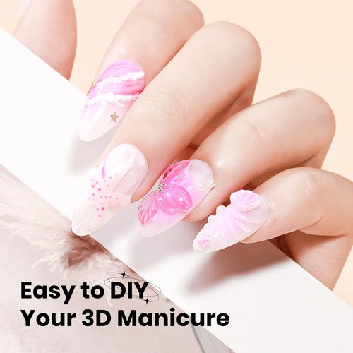 SUPWEE 3D Nail Gel Sculpting Gels for Nail Art, Clear&White Hard Solid Builder Gel Non-Sticky Extension for Carving Molding with Silicone Mold Silicone Pen Designs DIY Manicure at Home