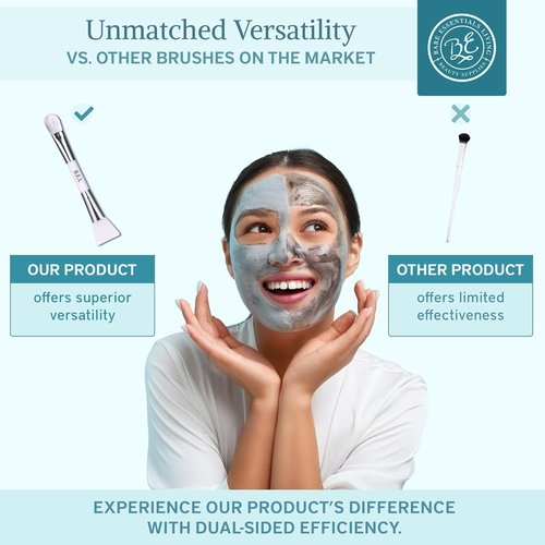Bare Essentials Living - Clay Face Mask Brush | Dual Soft Silicone Applicator Tool, White