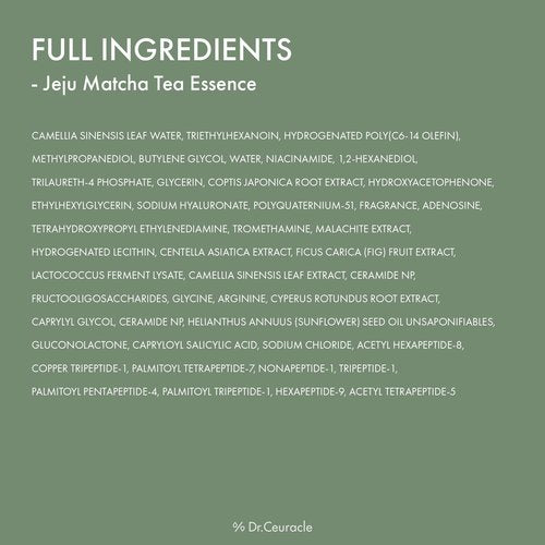 Dr.Ceuracle Jeju Matcha Tea Essence - Skin Purifying Milky Toner with Matcha Extract, 9-Peptide, Ceramide, Korean Skincare Essence (150 ml / 5.07 fl. oz.)