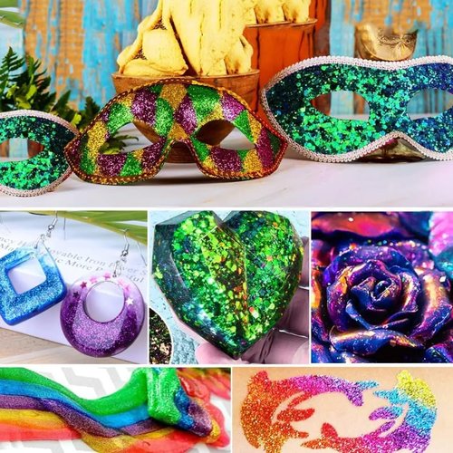 Color Shift Glitters, 10 Colors 150g/5.29oz Polyester Mixed Crafts Chunky Chameleon Glitter for Tumblers, Epoxy Resin, Nail Art, Slime, Body, Cosmetic, Printing