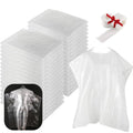 100 PCS 62X51 Inch Disposable Barbershop Capes,Disposable Hair Salon Capes, Clear Plastic Hair Dye Cape for Barbershop Hair Dye Washing
