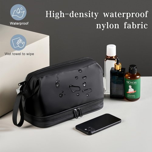 JUCURRI Large Travel Toiletry Bag for men women,Makeup Organizer Bag, Dopp Kit,Waterproof Hanging Cosmetic Bag for Toiletries Accessories(Black)
