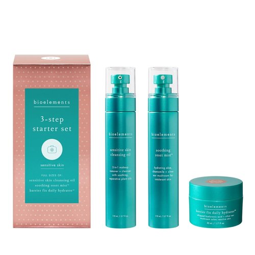 Bioelements 3-Step Starter Set for Sensitive Skin - Cleansing Oil, Soothing Mist & Daily Hydrator