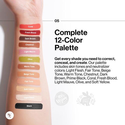 Narrative Cosmetics Tattoo Cover Up Makeup Palette | Quick-Set Waterproof Cream Concealer for Tattoos, Scars & Blemishes | Long-Lasting, Smudge-Proof Formula for All Skin Tones