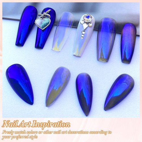 FNNZ Unicorn Chrome Nail Powder, Aurora Unichrome Mermaid Aurora Pigment Pearlescent Nail Art Glitter Dust Decoration for Home DIY Salon Manicure - Galactic Dream