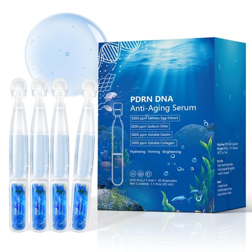 Salmon DNA PDRN Anti-Aging & Hydrating Serum | Barrier-Supporting Ampoule for Sensitive Skin | 72-Hour Hydration + Glow | Soothing, Collagen & Hyaluronic Acid Infused | 0.05 fl oz x 30 Vials (1Pack)