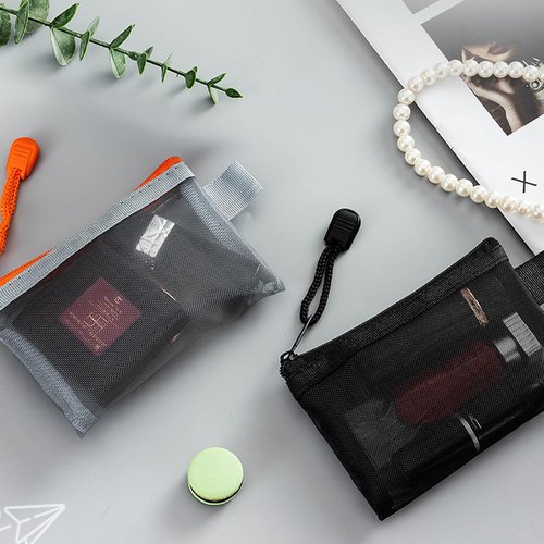 Aswewamt 9 Pcs Mini Zipper Mesh Bags, 4.3" x 3" Small Nylon Key Holder Cosmetic Pouch Portable Travel Makeup Cosmetic Mesh Zipper Bags for Purse Lipstick Earphone Keys Cards