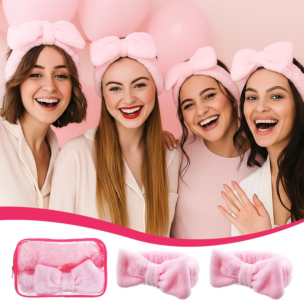Yuanan 36 Pcs Spa Headband for Women, Makeup Cosmetic Headband for Women 12 Spa Headbands Plush Sleep Eye Mask 12 Clear Cosmetic Bags Sleepover Party Supplies for Girls Christmas Spas Party Favors