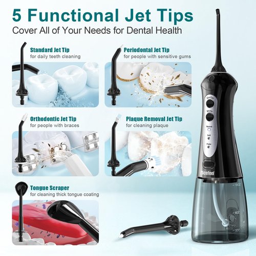 Cordless Water Flosser for Teeth & Gums – Nicefeel 300ml Portable Oral Irrigator, 3 Modes, Fast Charge, IPX7 Waterproof – Home & Travel Dental Care, Tonsil Stones Cleaner