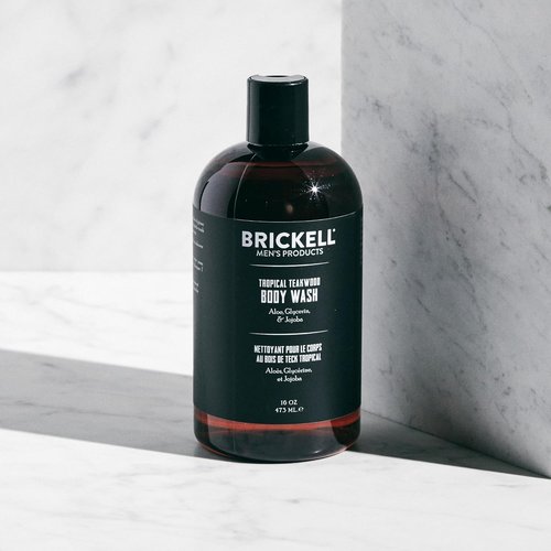 Brickell Men's Invigorating Body Wash - Natural Deep Cleaning Shower Gel with Aloe & Jojoba | 16 oz Tropical Teakwood
