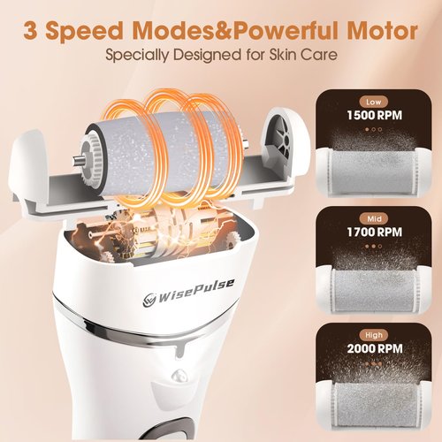 Electric Foot Callus Remover: Rechargeable Portable Electronic Foot File Callus Remover, Electric Callus Remover for Feet with 3 Rollers, IPX6 Waterproof Foot Care for Dead,Cracked Dry Skin