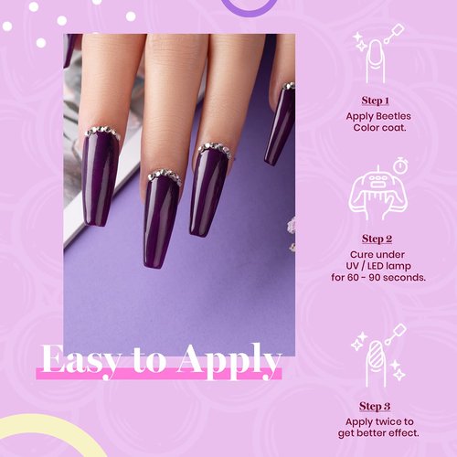 Beetles Purple Gel Polish - Grape Vine 6 Colors Purple Lavender Dark Lilac Glitter Pink Nail Polish Soak Off Uv LED Gel Nail Kit Salon Diy Nail Art Manicure Home Valentines Spring Gifts for Women