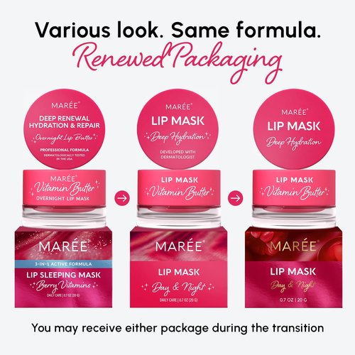 Maree Lip Mask Overnight - Hydrating Lip Butter Balm with Hyaluronic Acid & Collagen - Repair Dry Lips