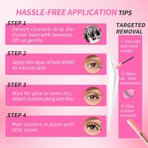 ESEENLO Lash Extension Kit, 320pcs DIY Eyelash Extension Kit 9-16mm Mix, 30D 40D Curl Individual Lash Clusters with Bond, Seal, Remover and Tweezers