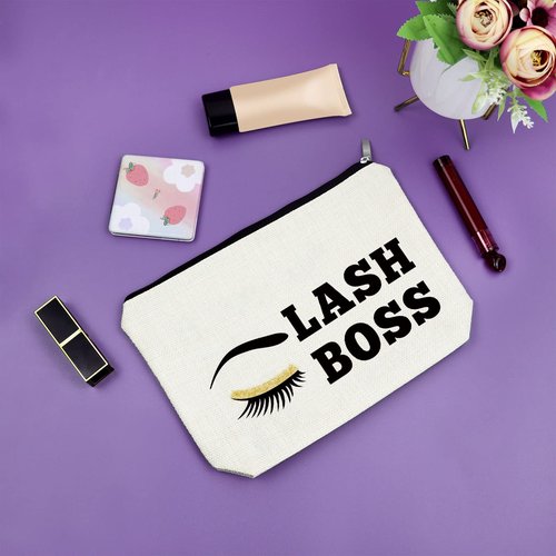Sazuwu Lash Boss Beauty Lashes & Makeup Bag - Eyelashes Artist Gift & Cosmetic Bag - Graduation & Birthday Gifts for Her - Travel Pouch