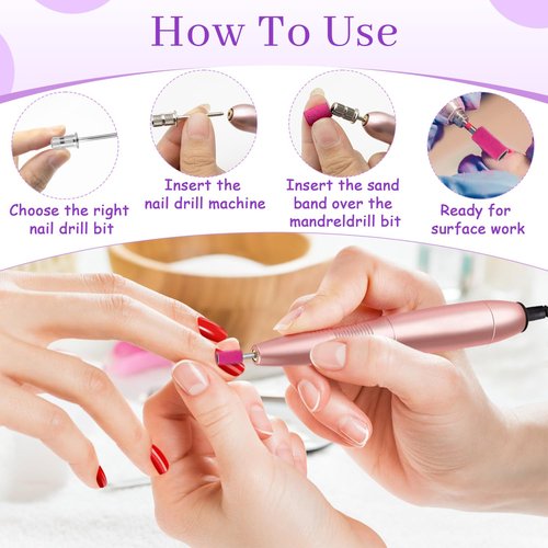 300Pcs Nail Sanding Bands, #80#120#150#180#240 Grit Sanding Bands for Nail, Professional Nail Drill Sanding Bands for Acrylic Gel Natural Nails, Nail Sanding Bands for Manicures&Pedicures