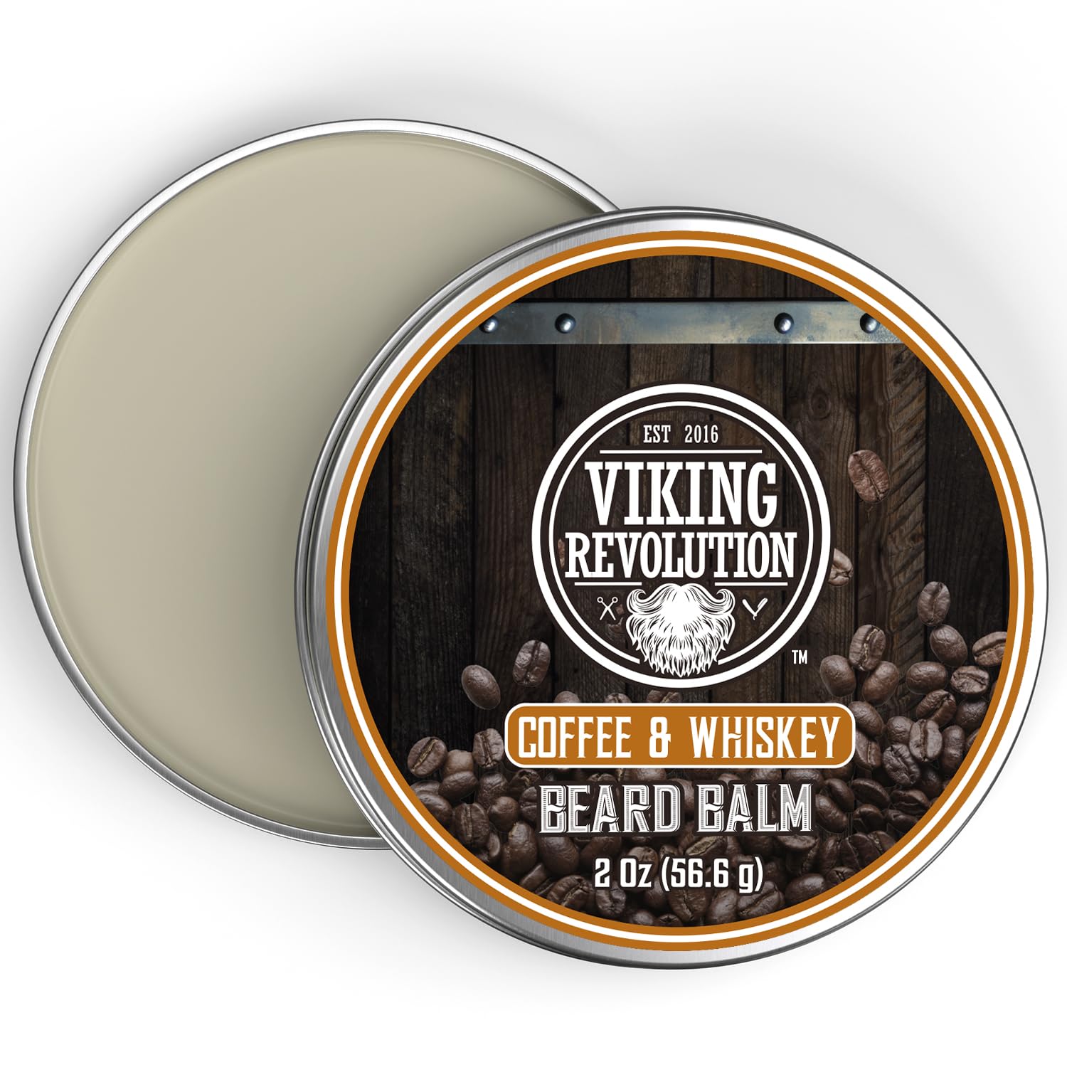 Viking Revolution Coffee Whiskey Beard Balm for Men - Beard Butter for Men with Argan Oil and Jojoba Oil Softener and Moisturizer Styling Balm (1 Pack, 2oz)