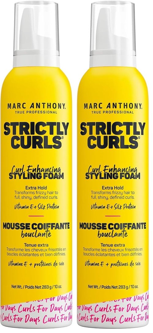 Marc Anthony Curl Enhancing Styling Foam - Extra Hold Mousse with Vitamin E & Silk Proteins | Pack of 2