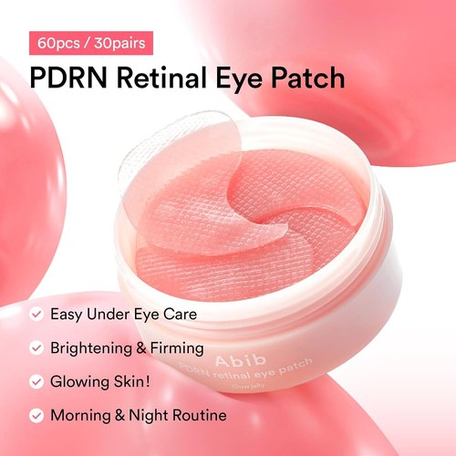 Abib PDRN Retinal Eye Patches - Rejuvenate Puffy Eyes with Glow Jelly & Niacinamide | 60 Count
