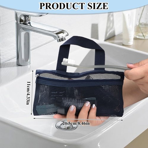 BQSAZHYJ 2Packs Mini Travel Toiletry Bags for Men and Women,Small Mesh Makeup Bag Portable Cosmetic Pouch Square Mesh Storage Bag Toothbrush Travel Bag with Zipper (navy blue and purple)